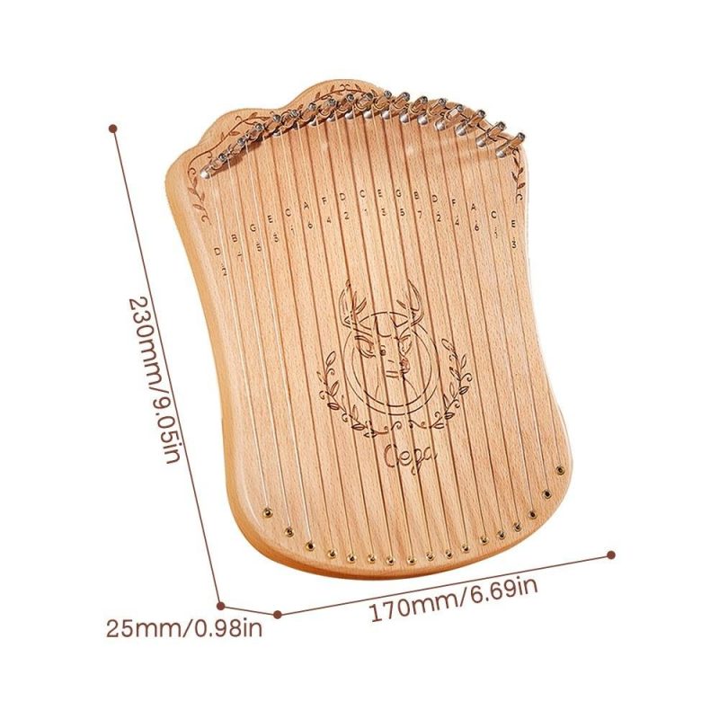 Strings and Accessories |   17 String Lyre Harp Portable Solid Beech Wood Harp Wood Musical Instruments Strings & Accessories