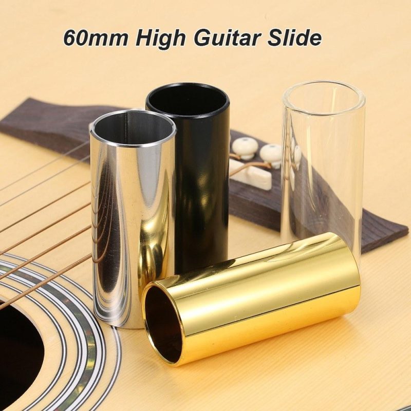 Strings and Accessories |   1PC 60MM High Guitar Slide Bar Stainless Steel Metal/Glass Finger Slides for Guitar Bass Banjo Ukulele String Instrument Accessories Black Musical Instruments Black