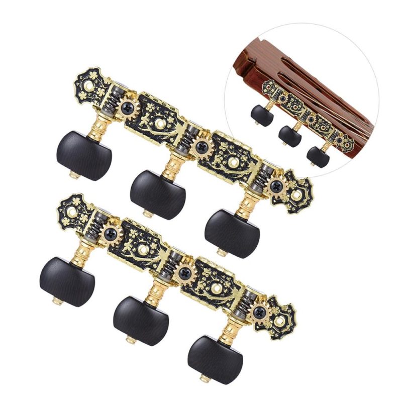 Strings and Accessories |   2 Pcs (L&R) Classical Guitar Tuning Peg Black Musical Instruments Black