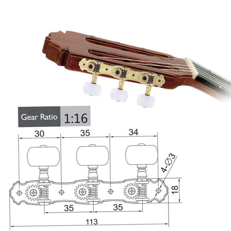 Strings and Accessories |   2 Pcs (L&R) Classical Guitar Tuning Peg Gold Plated Acoustic Guitar Machine Heads (AOS-022V1P) Musical Instruments Strings & Accessories