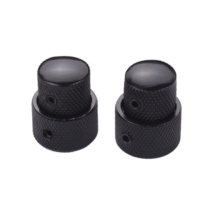 Strings and Accessories |   2 Sets Dual Concentric Stacked Control Knobs for Electric Bass Guitars Silver Color Black Musical Instruments Black