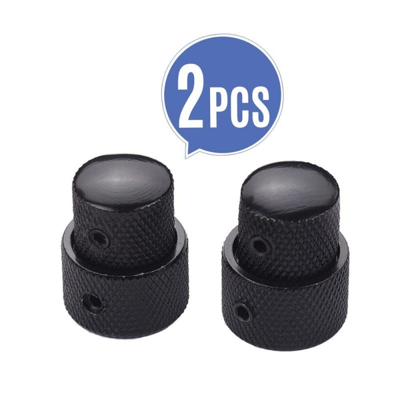 Strings and Accessories |   2 Sets Dual Concentric Stacked Control Knobs for Electric Bass Guitars Silver Color Black Musical Instruments Black