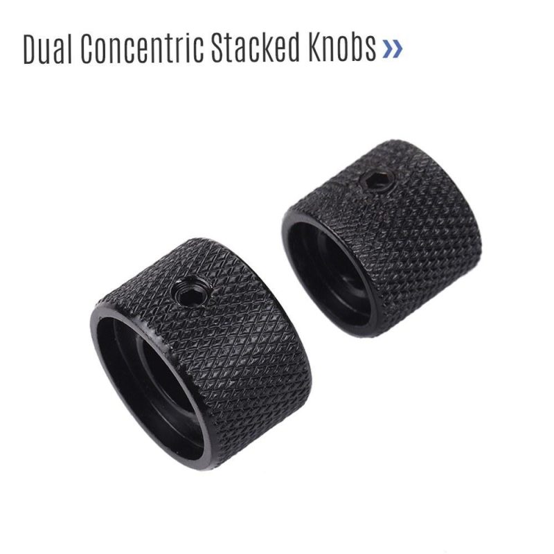 Strings and Accessories |   2 Sets Dual Concentric Stacked Control Knobs for Electric Bass Guitars Silver Color Black Musical Instruments Black