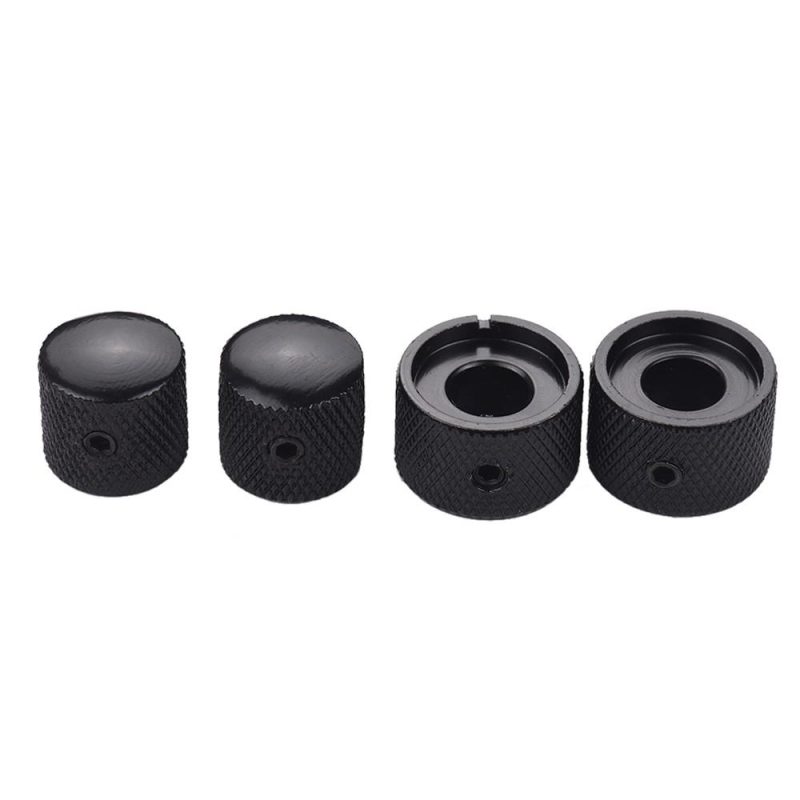 Strings and Accessories |   2 Sets Dual Concentric Stacked Control Knobs for Electric Bass Guitars Silver Color Black Musical Instruments Black