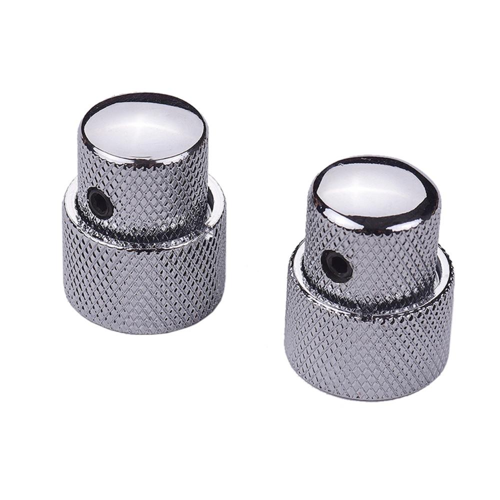 Strings and Accessories |   2 Sets Dual Concentric Stacked Control Knobs for Electric Bass Guitars Silver Color Silvery Musical Instruments Silvery