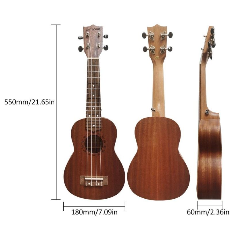 Strings and Accessories |   21 Inch Acoustic Soprano Ukulele Ukelele Uke for Beginners Boys Girls Wood Color Musical Instruments Strings & Accessories