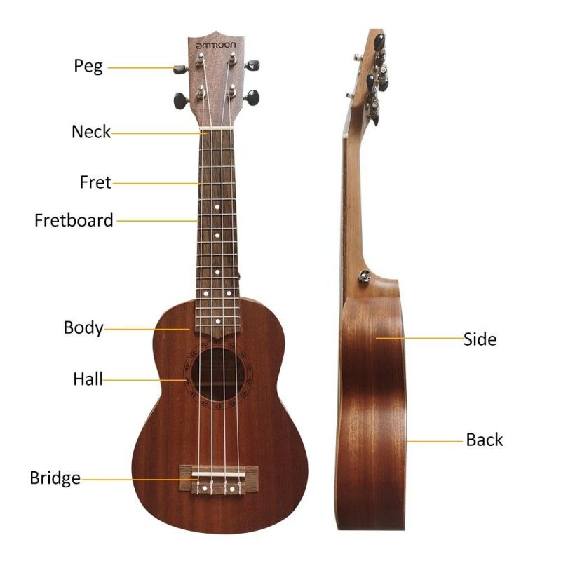 Strings and Accessories |   21 Inch Acoustic Soprano Ukulele Ukelele Uke for Beginners Boys Girls Wood Color Musical Instruments Strings & Accessories