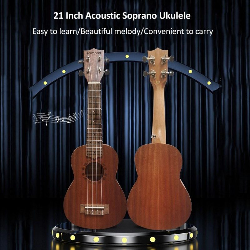 Strings and Accessories |   21 Inch Acoustic Soprano Ukulele Ukelele Uke for Beginners Boys Girls Wood Color Musical Instruments Strings & Accessories