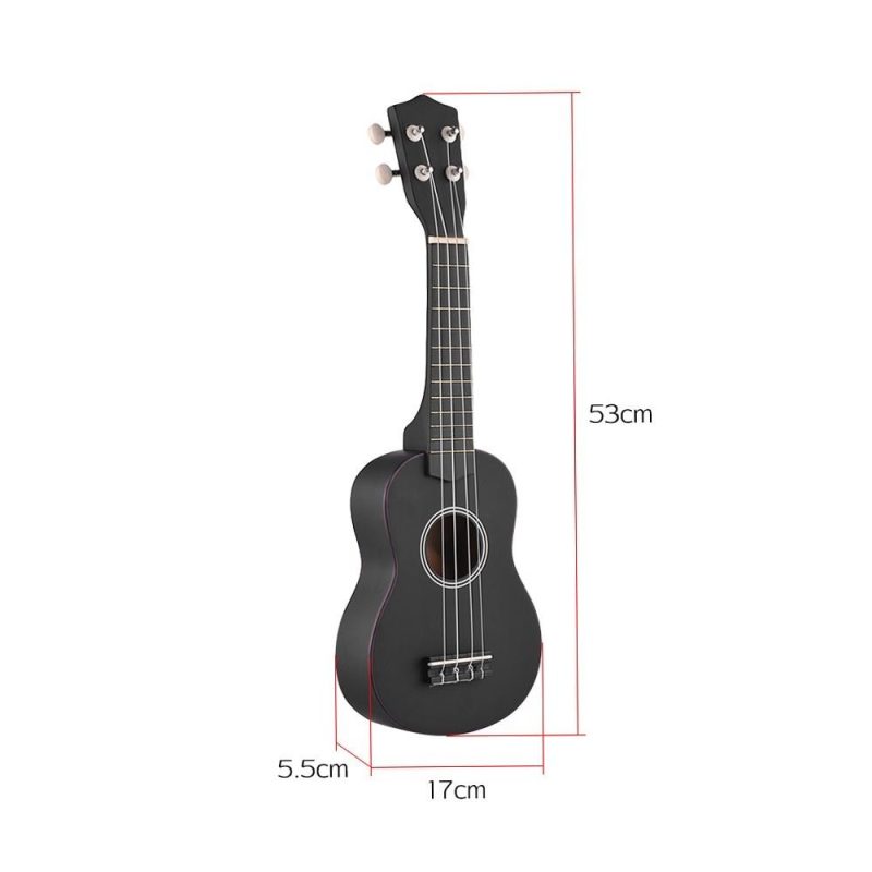 Strings and Accessories |   21 Inch Colored Acoustic Soprano Ukulele Ukelele Uke Kit Basswood with Carry Bag Uke Strap Strings Picks Tuner Black Musical Instruments Black