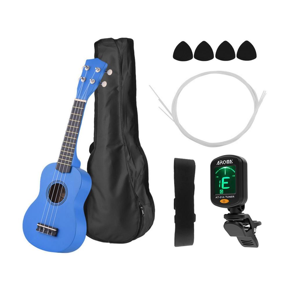 Strings and Accessories |   21 Inch Colored Acoustic Soprano Ukulele Ukelele Uke Kit Basswood with Carry Bag Uke Strap Strings Picks Tuner Blue Musical Instruments Blue