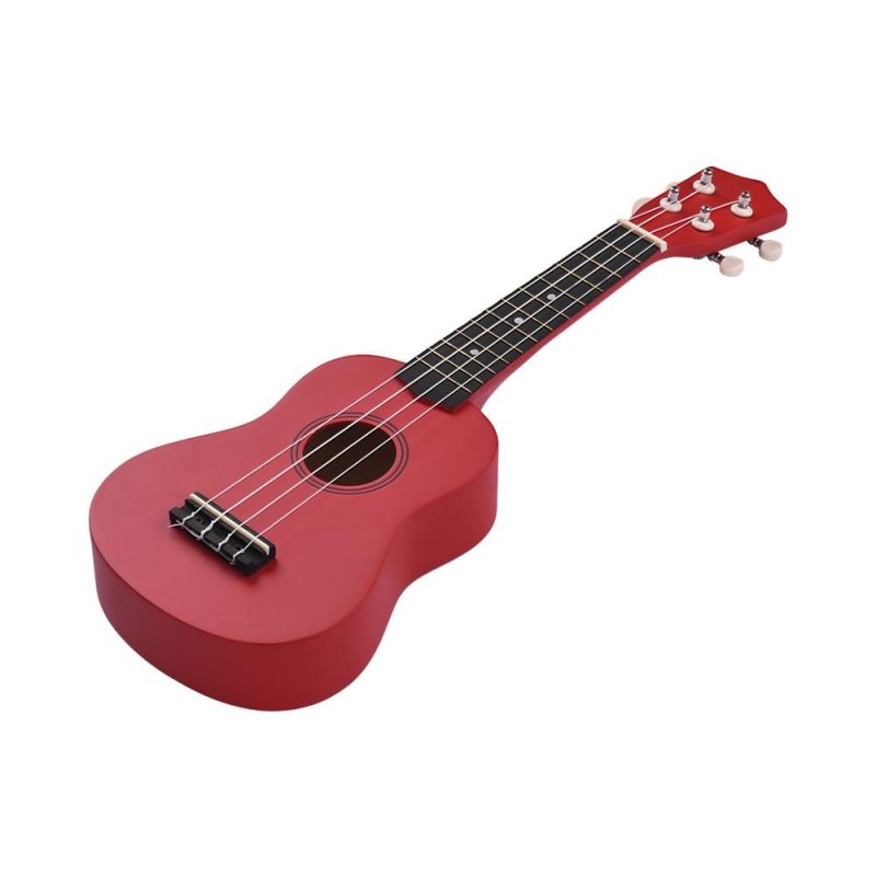 Strings and Accessories |   21 Inch Colored Acoustic Soprano Ukulele Ukelele Uke Kit Basswood with Carry Bag Uke Strap Strings Picks Tuner Red Musical Instruments Red