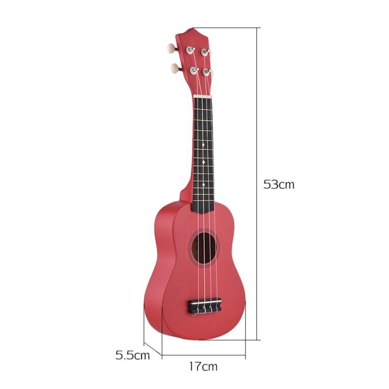 Strings and Accessories |   21 Inch Colored Acoustic Soprano Ukulele Ukelele Uke Kit Basswood with Carry Bag Uke Strap Strings Picks Tuner Red Musical Instruments Red