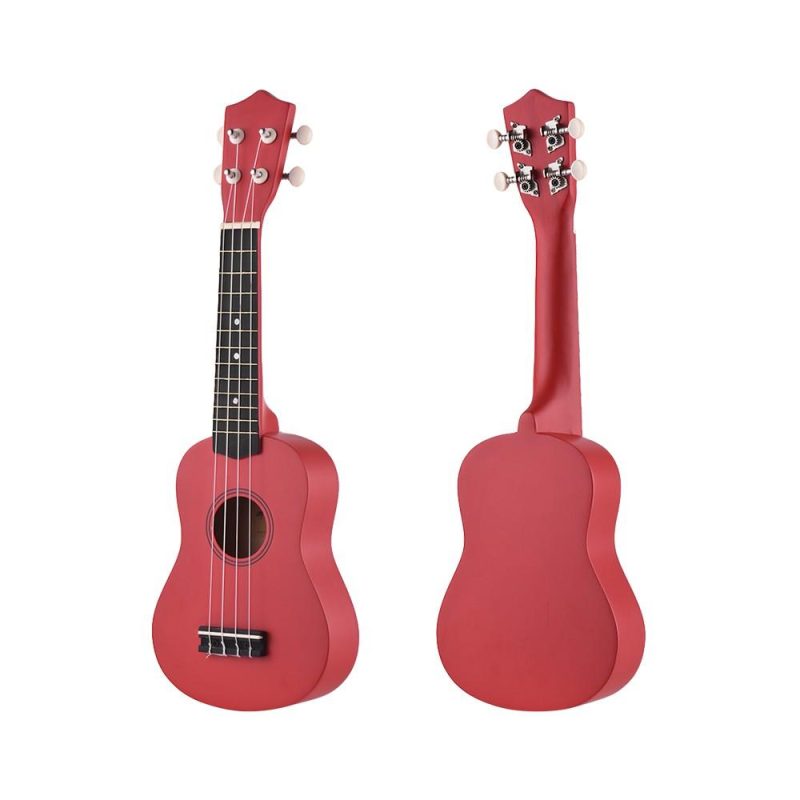 Strings and Accessories |   21 Inch Colored Acoustic Soprano Ukulele Ukelele Uke Kit Basswood with Carry Bag Uke Strap Strings Picks Tuner Red Musical Instruments Red