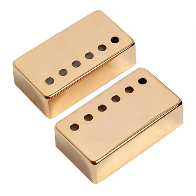 Strings and Accessories |   2Pcs Humbucker Guitar Pickup Cover 50mm + 52mm Pole Spacing Metal LP Guitar Neck Pickup Covers for Electric Guitar Gold Musical Instruments Gold