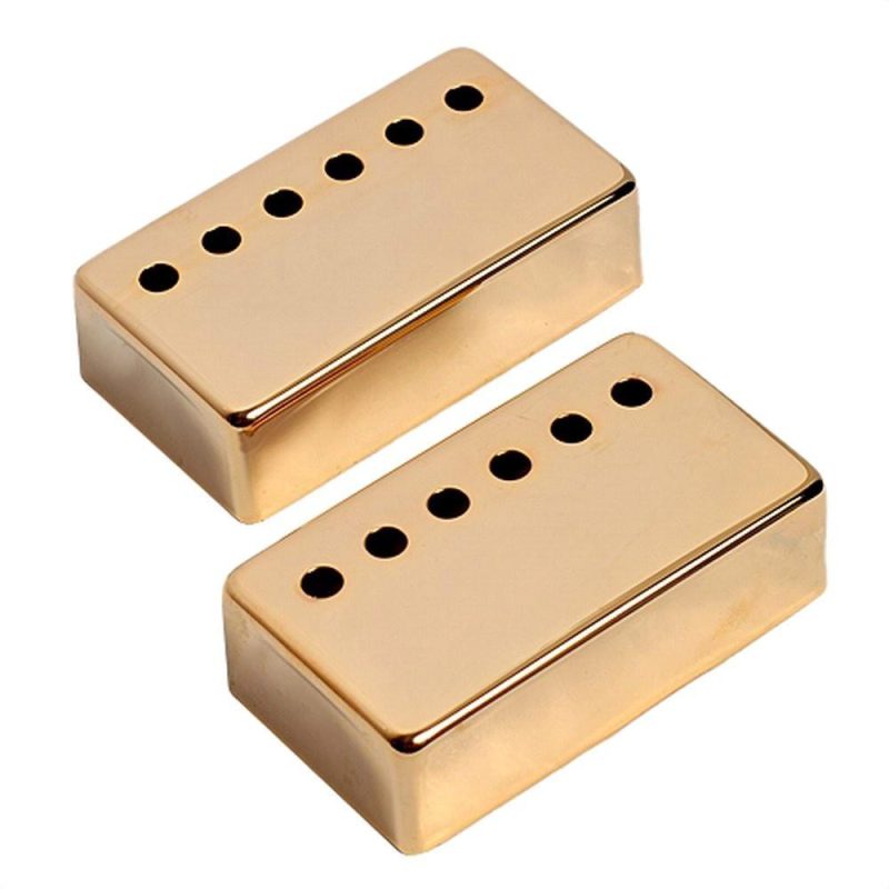 Strings and Accessories |   2Pcs Humbucker Guitar Pickup Cover 50mm + 52mm Pole Spacing Metal LP Guitar Neck Pickup Covers for Electric Guitar Gold Musical Instruments Gold