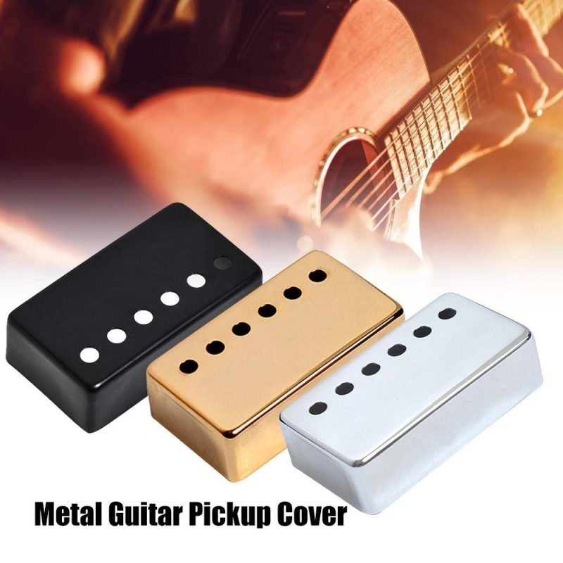 Strings and Accessories |   2Pcs Humbucker Guitar Pickup Cover 50mm + 52mm Pole Spacing Metal LP Guitar Neck Pickup Covers for Electric Guitar Gold Musical Instruments Gold