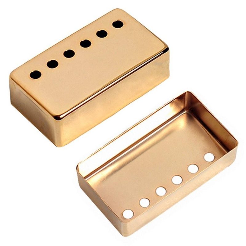 Strings and Accessories |   2Pcs Humbucker Guitar Pickup Cover 50mm + 52mm Pole Spacing Metal LP Guitar Neck Pickup Covers for Electric Guitar Gold Musical Instruments Gold