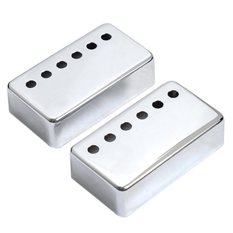 Strings and Accessories |   2Pcs Humbucker Guitar Pickup Cover 50mm + 52mm Pole Spacing Metal LP Guitar Neck Pickup Covers for Electric Guitar Silver Musical Instruments Silver