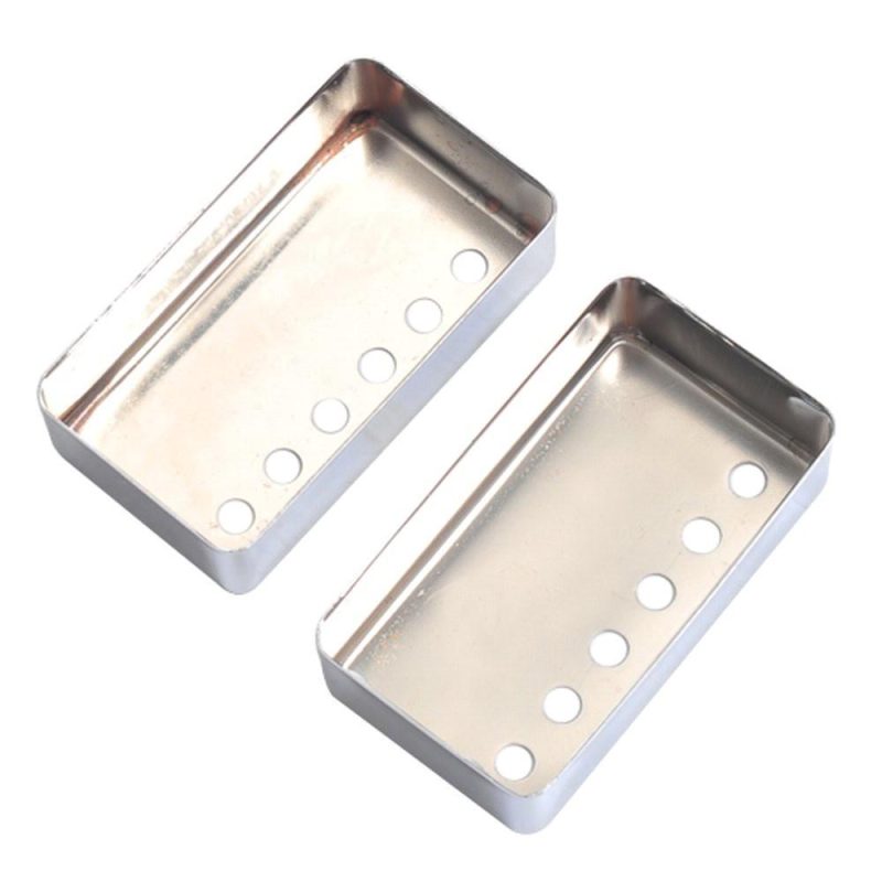 Strings and Accessories |   2Pcs Humbucker Guitar Pickup Cover 50mm + 52mm Pole Spacing Metal LP Guitar Neck Pickup Covers for Electric Guitar Silver Musical Instruments Silver