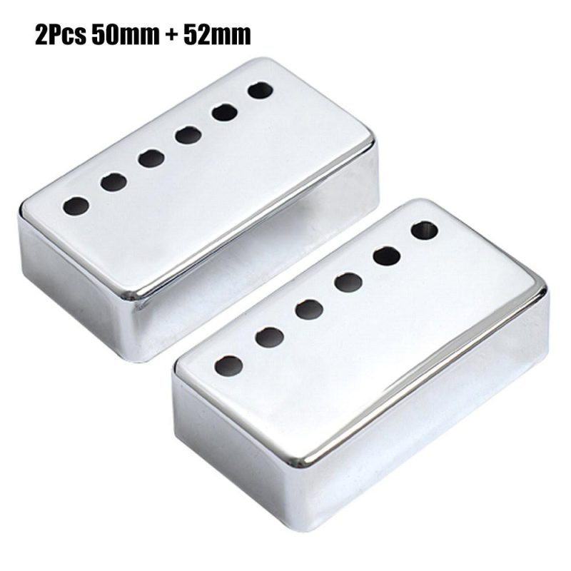 Strings and Accessories |   2Pcs Humbucker Guitar Pickup Cover 50mm + 52mm Pole Spacing Metal LP Guitar Neck Pickup Covers for Electric Guitar Silver Musical Instruments Silver