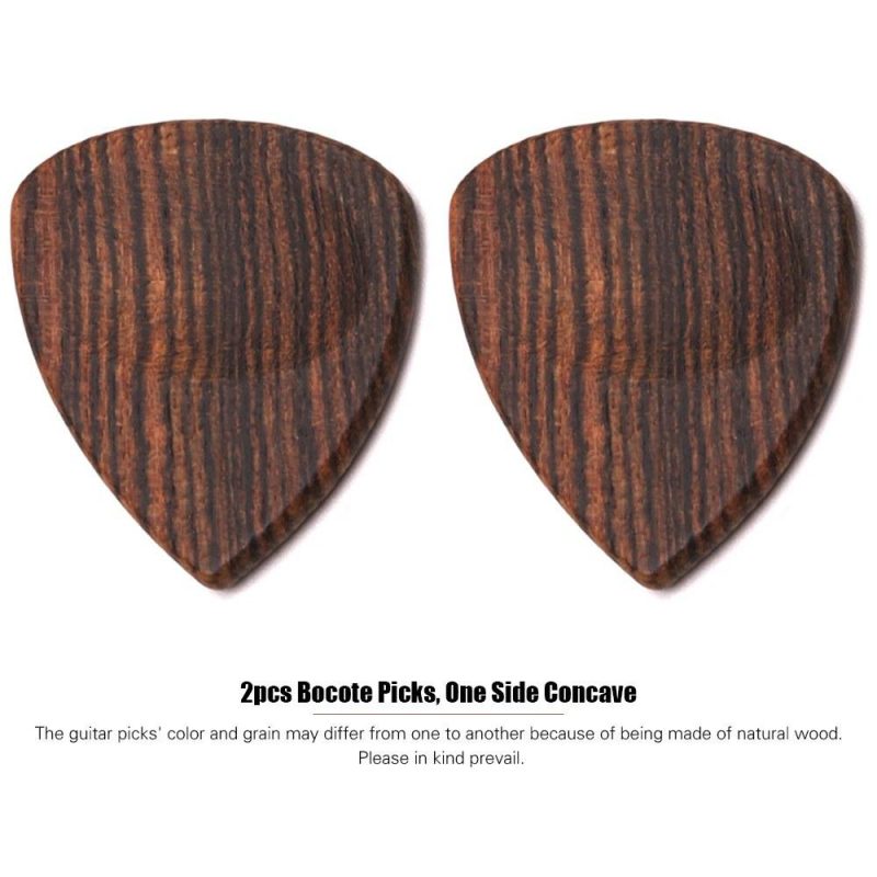 Strings and Accessories |   2pcs Wood Guitar Picks Plectrum Natural Grains Musical Instruments Natural Grains