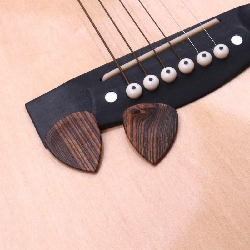 Strings and Accessories |   2pcs Wood Guitar Picks Plectrum Natural Grains Musical Instruments Natural Grains