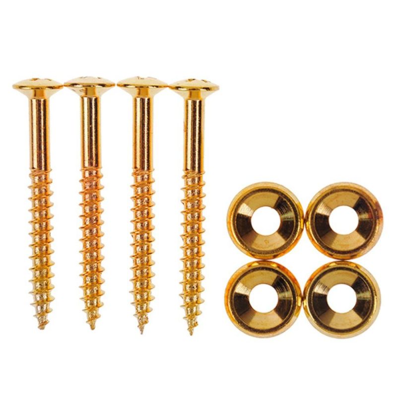 Strings and Accessories |   4 PCS Guitar Neck Joint Bushings Set Guitar Neck Mounting Screws Bass Ferrules Bushings with Nuts Gold Musical Instruments Gold