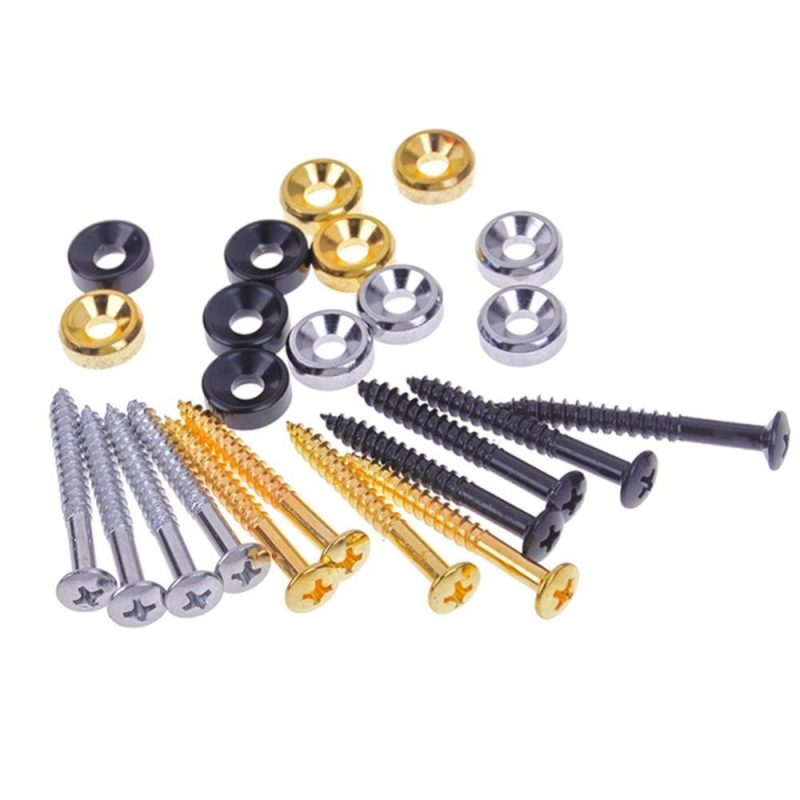 Strings and Accessories |   4 PCS Guitar Neck Joint Bushings Set Guitar Neck Mounting Screws Bass Ferrules Bushings with Nuts Gold Musical Instruments Gold