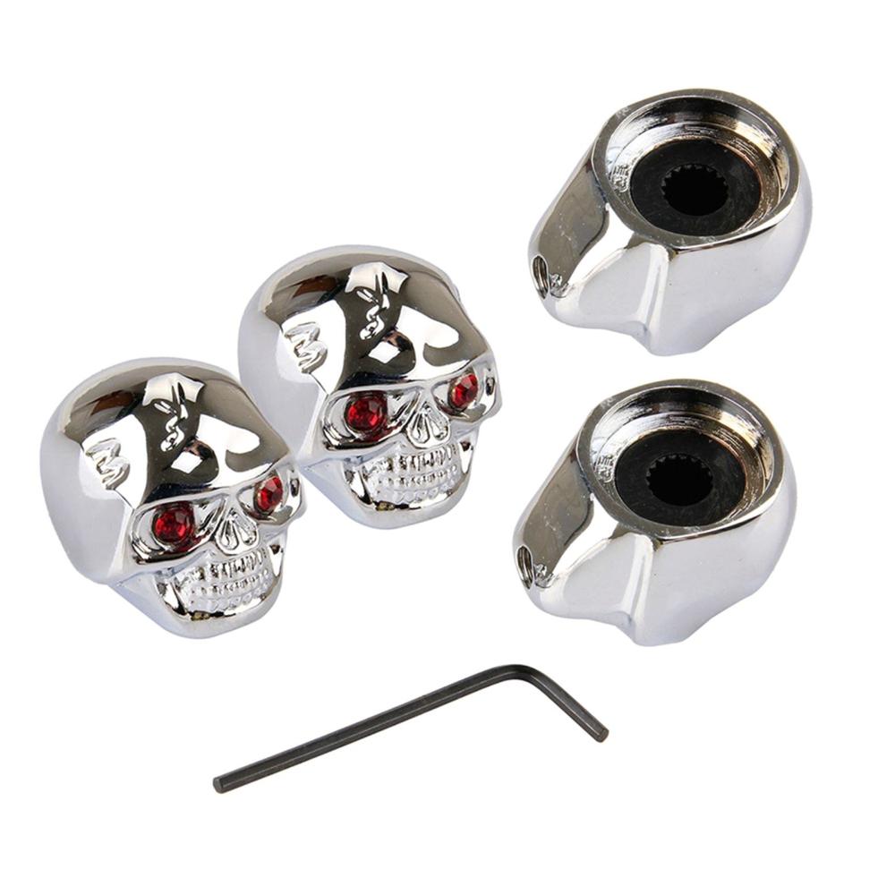 Strings and Accessories |   4 S-kull Design Electric Guitar Metal V-olume Knob Cap Bass V-olume Knob Potentiometer Cap with Wrench Instrument Tool for Music Player Portable Silver Musical Instruments Silver