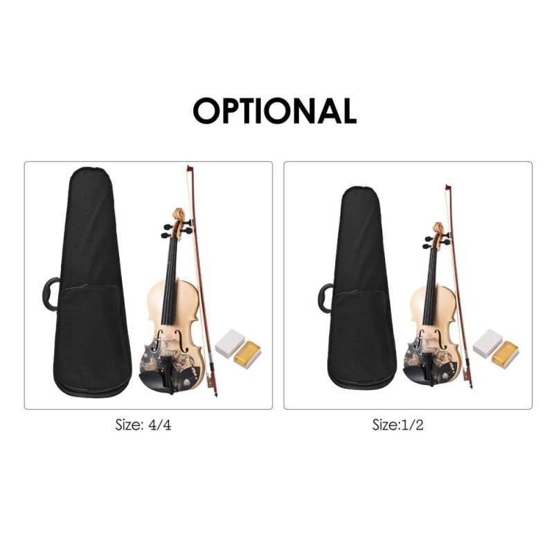 Strings and Accessories |   4/4 Acoustic Violin Basswood Topboard Side Back Board Maple Scroll with Carry Case Bow Rosin Wood Color Musical Instruments Strings & Accessories