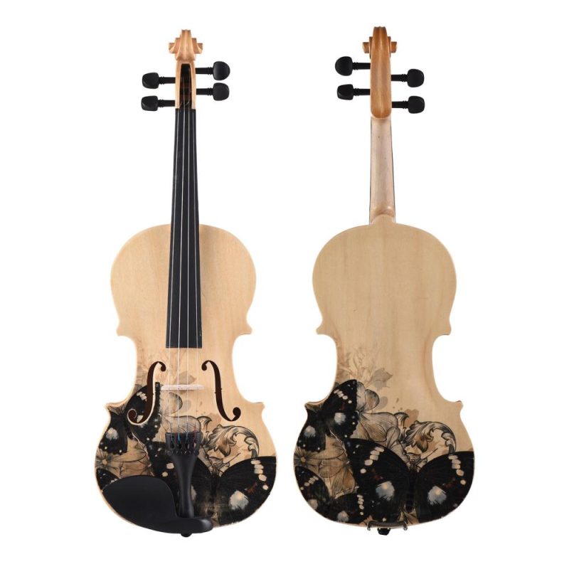 Strings and Accessories |   4/4 Acoustic Violin Basswood Topboard Side Back Board Maple Scroll with Carry Case Bow Rosin Wood Color Musical Instruments Strings & Accessories