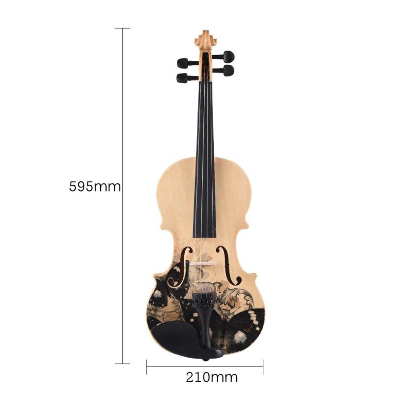 Strings and Accessories |   4/4 Acoustic Violin Basswood Topboard Side Back Board Maple Scroll with Carry Case Bow Rosin Wood Color Musical Instruments Strings & Accessories