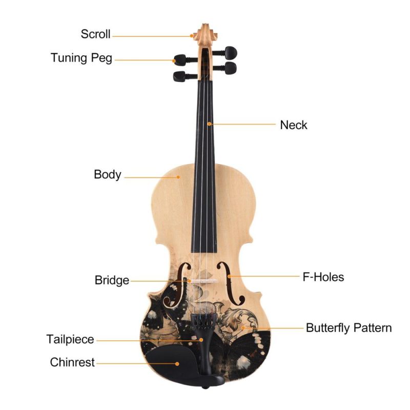 Strings and Accessories |   4/4 Acoustic Violin Basswood Topboard Side Back Board Maple Scroll with Carry Case Bow Rosin Wood Color Musical Instruments Strings & Accessories