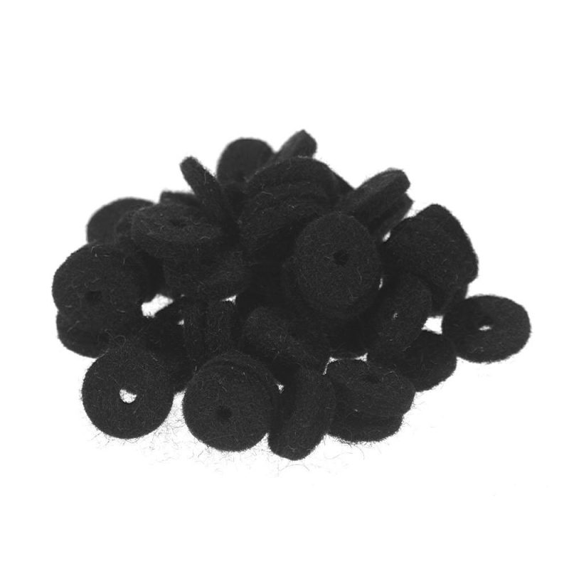 Strings and Accessories |   50pcs Guitar Strap Felt Button Washers Black Musical Instruments Black