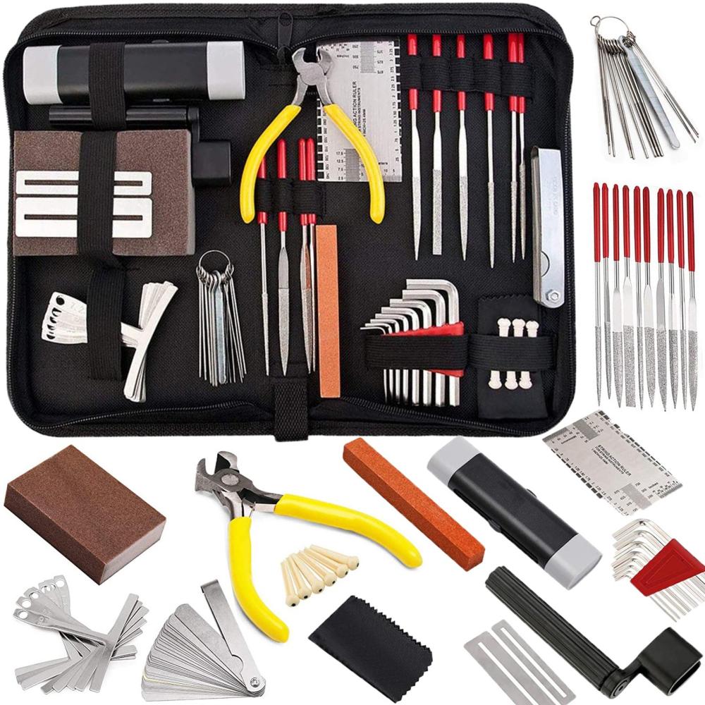 Strings and Accessories |   57 PCS Guitar Tool Kit with Carry Bag, Repair Maintenance Tools Multicolor Musical Instruments Multicolor