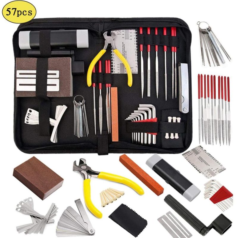 Strings and Accessories |   57 PCS Guitar Tool Kit with Carry Bag, Repair Maintenance Tools Multicolor Musical Instruments Multicolor