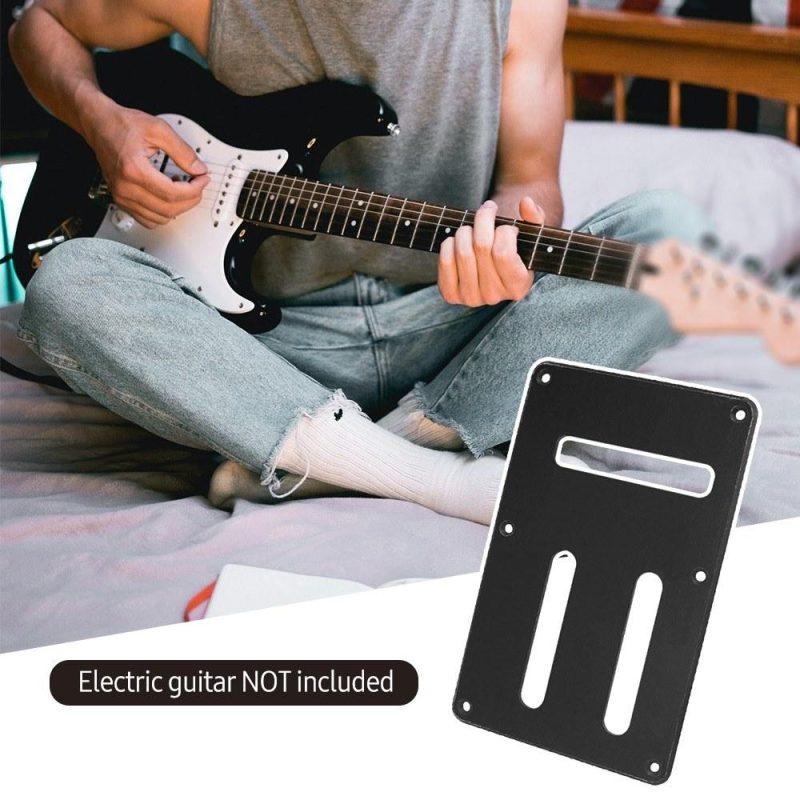 Strings and Accessories |   6 Holes 3 Slots Electric Guitar Back Plate Tremolo Spring Cavity Backplate Circuit Wiring Protective Rear Cover Black Musical Instruments Black