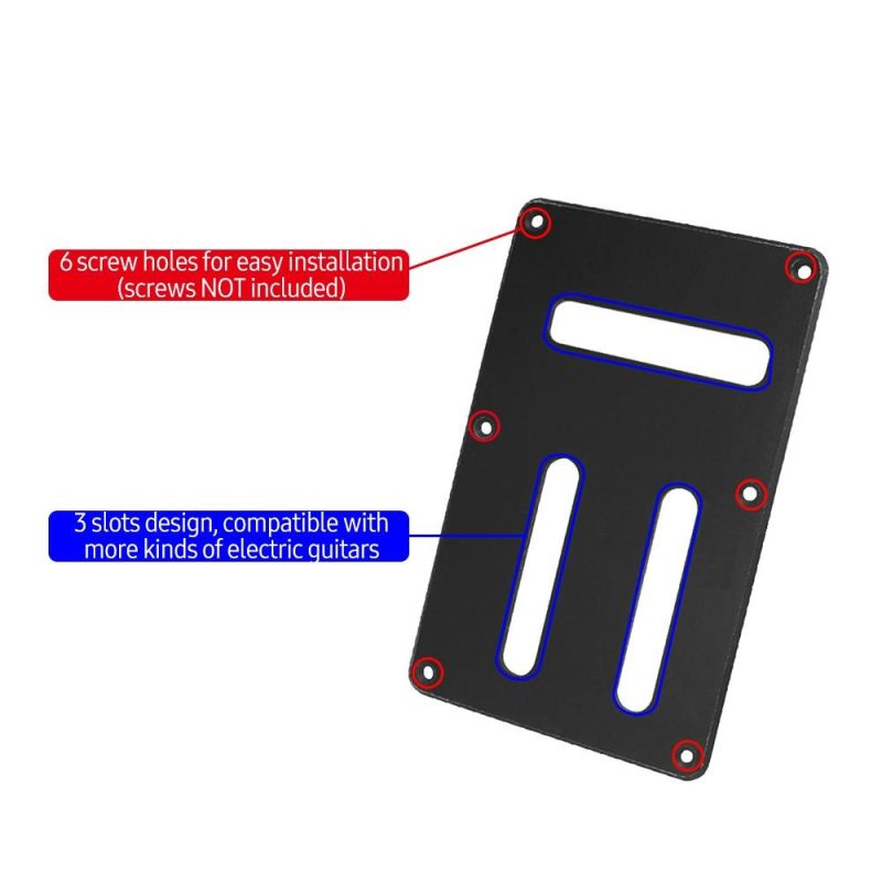 Strings and Accessories |   6 Holes 3 Slots Electric Guitar Back Plate Tremolo Spring Cavity Backplate Circuit Wiring Protective Rear Cover Black Musical Instruments Black