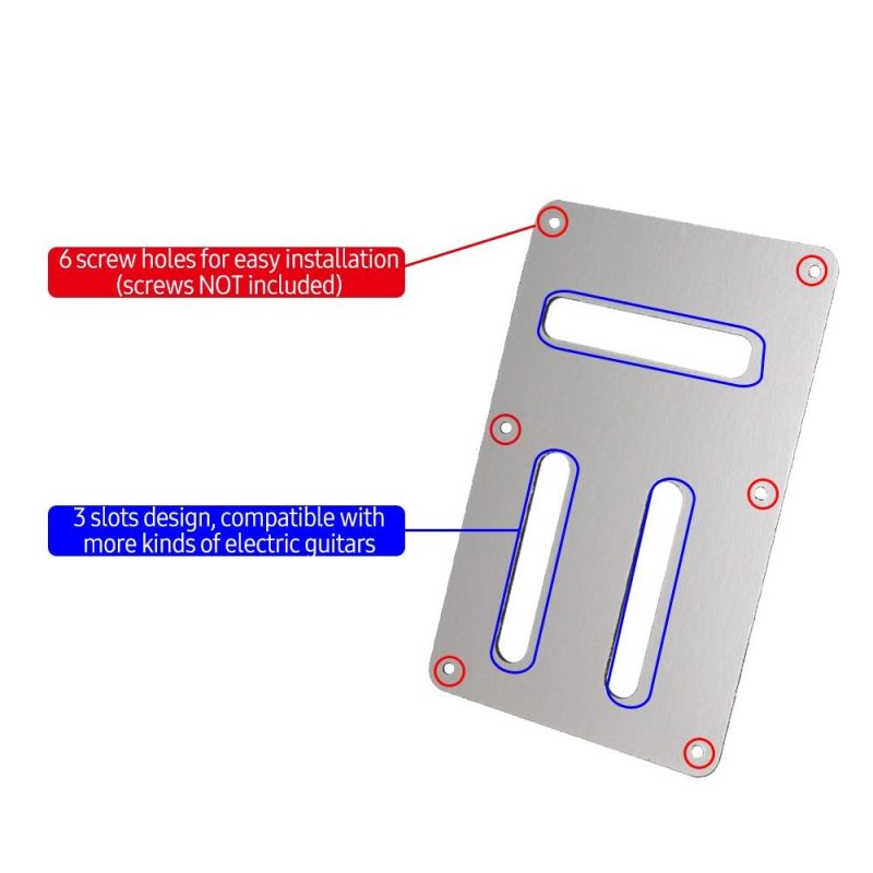 Strings and Accessories |   6 Holes 3 Slots Electric Guitar Back Plate Tremolo Spring Cavity Backplate Circuit Wiring Protective Rear Cover Siver Musical Instruments Siver