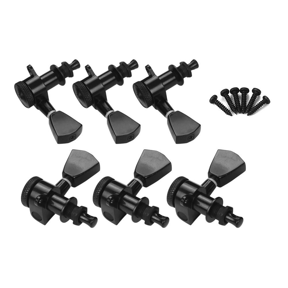 Strings and Accessories |   6 Pieces 3L3R Guitar String Tuning Pegs Locking Tuners Machine Heads Knobs for Acoustic Electric Guitars Replacement Accessories with Mounting Screws and Ferrules Black Black Musical Instruments Black