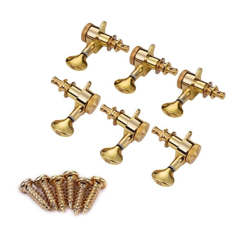 Strings and Accessories |   6 Pieces Guitar Machine Heads Knobs String Tuning Peg Locking Tuners for Acoustic Electric Guitars 3L3R with Mounting Screws and Ferrules Gold Gold Musical Instruments Gold