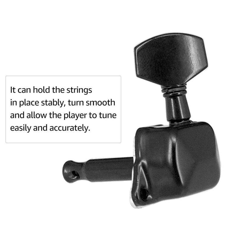 Strings and Accessories |   6 Pieces Guitar String Tuning Pegs Semi-closed Tuning Machine Machine Heads Tuners for Electric Guitar Acoustic Guitar(3 Left + 3 Right, Black) Black1 Musical Instruments Black1