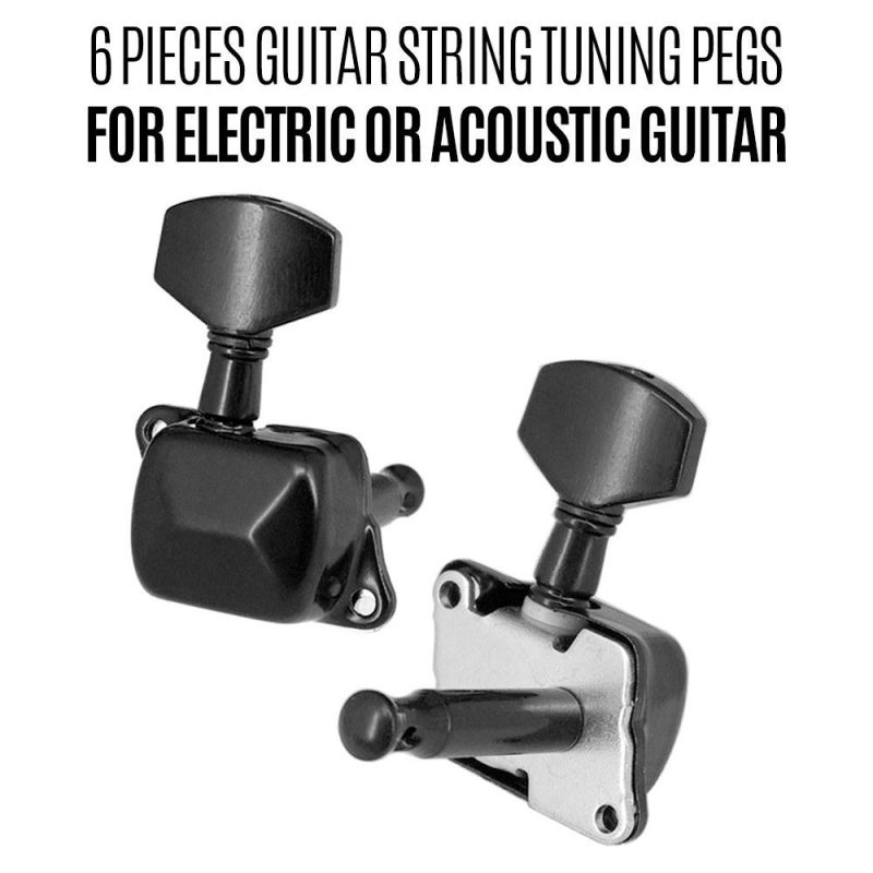 Strings and Accessories |   6 Pieces Guitar String Tuning Pegs Semi-closed Tuning Machine Machine Heads Tuners for Electric Guitar Acoustic Guitar(3 Left + 3 Right, Black) Black1 Musical Instruments Black1