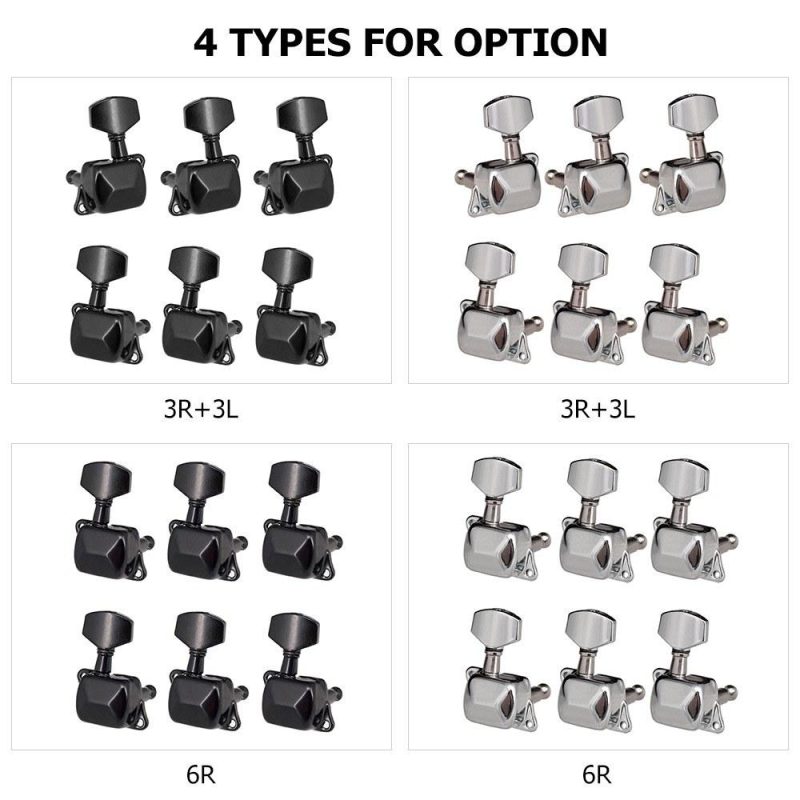 Strings and Accessories |   6 Pieces Guitar String Tuning Pegs Semi-closed Tuning Machine Machine Heads Tuners for Electric Guitar Acoustic Guitar(3 Left + 3 Right, Black) Black1 Musical Instruments Black1