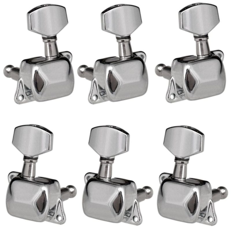 Strings and Accessories |   6 Pieces Guitar String Tuning Pegs Semi-closed Tuning Machine Machine Heads Tuners for Electric Guitar Acoustic Guitar(3 Left + 3 Right, Black) Silver1 Musical Instruments Silver1