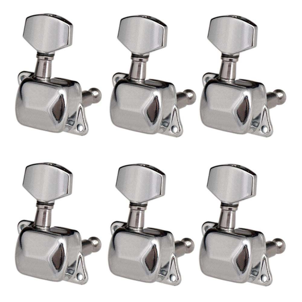 Strings and Accessories |   6 Pieces Guitar String Tuning Pegs Semi-closed Tuning Machine Machine Heads Tuners for Electric Guitar Acoustic Guitar(3 Left + 3 Right, Black) Silver2 Musical Instruments Silver2