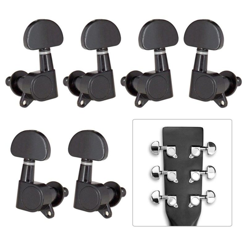 Strings and Accessories |   6pcs (3L3R) Closed Guitar Tuning Pegs String Tuners Machine Heads Knobs Tuning Keys for Folk Acoustic / Electric Guitar Black Musical Instruments Black