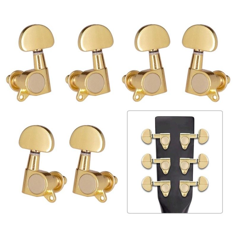 Strings and Accessories |   6pcs (3L3R) Closed Guitar Tuning Pegs String Tuners Machine Heads Knobs Tuning Keys for Folk Acoustic / Electric Guitar Gold Musical Instruments Gold