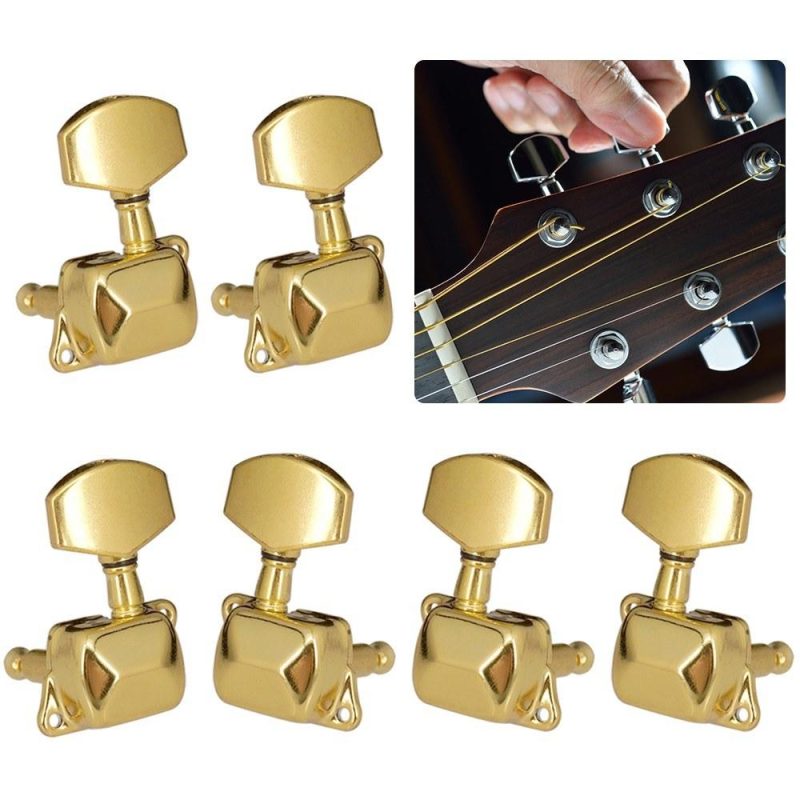 Strings and Accessories |   6pcs Gear Ratio 1:15 Semi-Closed Electric Acoustic Guitar Tuning Pegs Gold Musical Instruments Gold