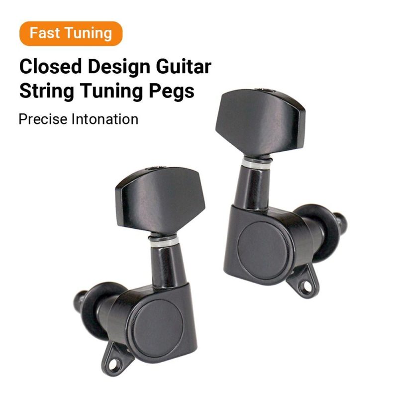 Strings and Accessories |   6pcs Sealed Guitar String Pegs Locking Tuners Black Musical Instruments Black